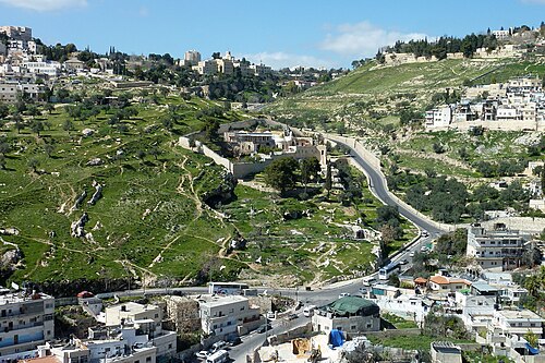 panorama of the intersection of the Kidron Valley and the Valley of Hinnom