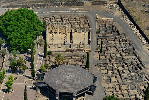 aerial panorama of ruins at Tell Hum