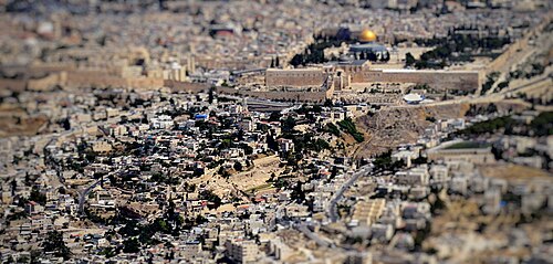 tilt-shift cityscape of the City of David