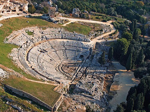 aerial panorama of the theater at Syracuse