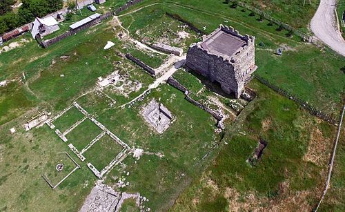 aerial panorama of ruins at Scythian Neapolis