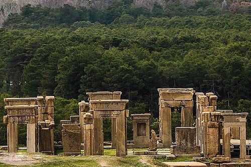 panorama of ruins at Persepolis in Persia