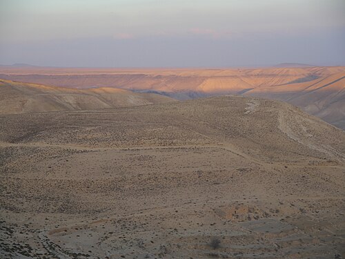 panorama of hills in the region between the Dead Sea and Petra