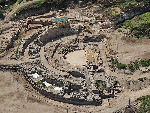 aerial panorama of the ancient theater at Tiberias